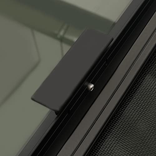 Teardrop Horizontal Sliding RV Window, Tempered Black Glass RV Window with Screen Window, 24" W x 20" H - size: 24" W x 20" H