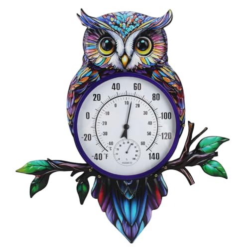 Large Outdoor Thermometer, Printed Owl Wall Thermometer - color: Multi Owl