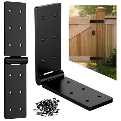 Heavy Duty Gate Hinges,Black Gate Hinges with Screws,Heavy Duty Door Hinges | Adjustable Hardware Hinges Kit,Durable Barn Door for Wooden Fences Yard Gate(Black-2PCS) - style: Black-2PCS