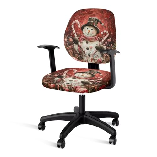 Christmas Snowman Candy Office Chair Covers Stretchable Office Chair Seat Cover 2 Piece Washable Gaming Chair Cover Universal Fit Most Wheelchairs Computer Chairs Gaming Chair - color: Christmas Snowman Candy