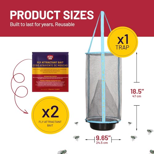 1 Flies Inn LITE Fly Cage Ranch Fly Trap with 2 Flies Inn Fly Bait Refill, Low Odor, Reusable, Built to Last for Years - style: Fly Cage Fly Trap