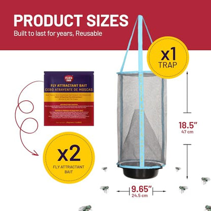 1 Flies Inn LITE Fly Cage Ranch Fly Trap with 2 Flies Inn Fly Bait Refill, Low Odor, Reusable, Built to Last for Years - style: Fly Cage Fly Trap