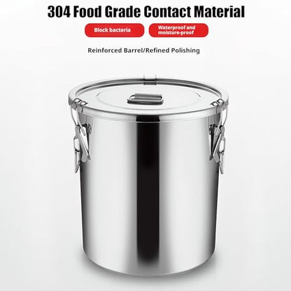 5.5Gal 304 Stainless Steel Airtight Canister,Metal Bucket Large Stainless Steel Canisters - Locking Clamp & Airtight Lids - Dog Food/Bird Seed/Coffee Storage Container - color: 5.55 GAL