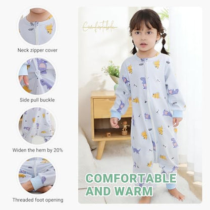 MICHLEY Baby Sleeping Sack with Legs Cotton Long Sleeve Toddler Wearable Blanket Sleeping Bag 6 Months-6 Years - color: Dinosaur, size: 6-18 Months