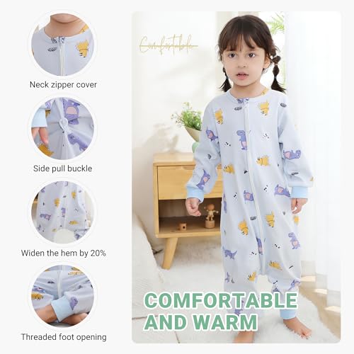 MICHLEY Baby Sleeping Sack with Legs Cotton Long Sleeve Toddler Wearable Blanket Sleeping Bag 6 Months-6 Years - color: Dinosaur, size: 18-30 Months