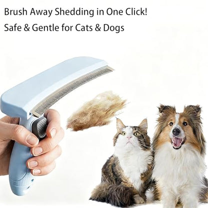 Professional Pet Deshedding Brush for Loose Undercoat Fur, Pet Grooming Comb for Long & Short Haired Dogs Cats, Gentle Skin Friendly - color: blue