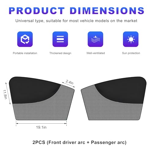 2 PCS Car Window Shades, Half Blackout & Half See Through Magnetic Auto Front Side Window Sunshade, Breathable Mesh Screen Front Windows Sun Protection Cover for Car Truck SUV - color: Front Window