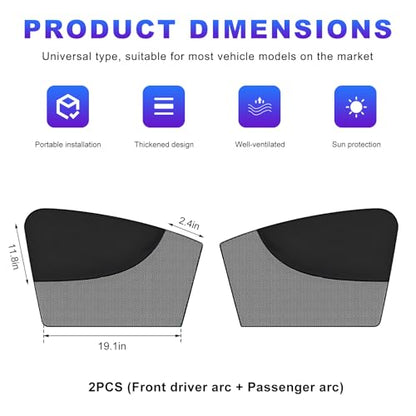 2 PCS Car Window Shades, Half Blackout & Half See Through Magnetic Auto Front Side Window Sunshade, Breathable Mesh Screen Front Windows Sun Protection Cover for Car Truck SUV - color: Front Window