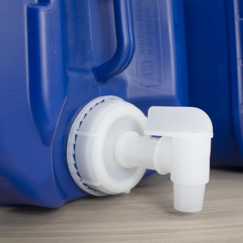 5-Gallon Stackable Water Storage Containers, 3 Lids + 1 Spigot, Easy Fill, Survial Supply Emergency Water Storage for Camping and Disaster Preparedness, RV, 10 Gallon (2 Tanks)