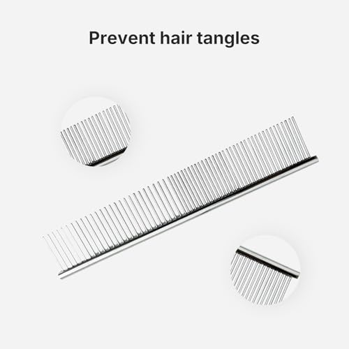 Stainless Steel Pet Grooming Comb, Grooming Tool for Dogs and Cats, Removes Knots & Tangles, 7.5 Inch
