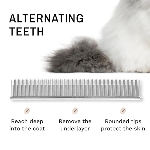 Eye Envy ProGlide 6" Cat Comb. Deshedding and Detangling Comb. Removes undercoat, shedding hair, tangles and knots. Prevents matted fur. Gentle rounded pins of two lengths