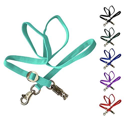 Majestic Ally Double Thick 36" to 72" Trailer Tie for Horse Haulage, Cross tie with Adjustable Buckle, Panic Snap and Bull Snap – 1" Wide by 36" to 72" Long (Turquoise) - color: Turquoise