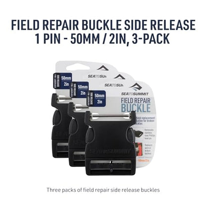 Sea to Summit Field Repair Buckle, Side Release 1 Pin, 3pk, 50mm / 2in - style: 50mm / 2in
