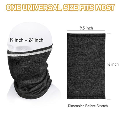 TICONN Neck Gaiter for Men Women, Cooling Bandana Face Mask Cover Gator - color: Heather Black-4pk, style: Quick Dry