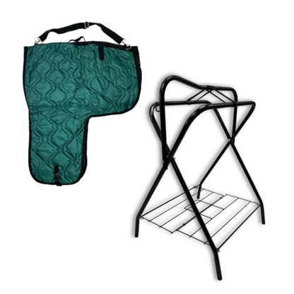 AJ Tack Saddle Rack and Carrier Bundle, Steel, 420D, 38x33 Black - color: Black