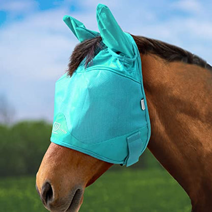 Harrison Howard UV-Proof Multi-Function Fabrics Thick Fleece Padding Horse Fly Mask Half Face with Ears Mint Arabian Medium - color: mint, size: Medium (Arabian)