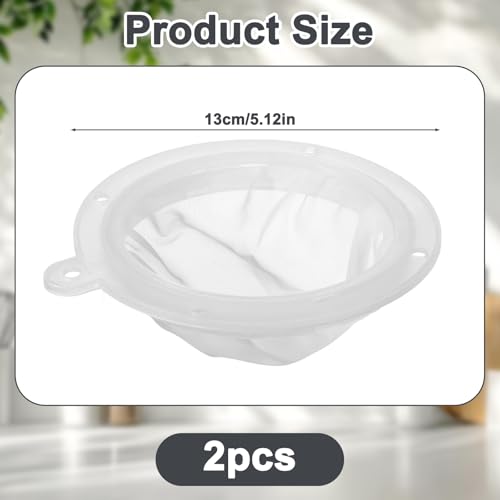 2 Pcs Mesh Filter, 200 Fine Mesh Strainer 5 Inch Filter Funnel Food Filters Strainer for Cooking Oil Milk Juice Wine Cheese Whey Grease Coffee