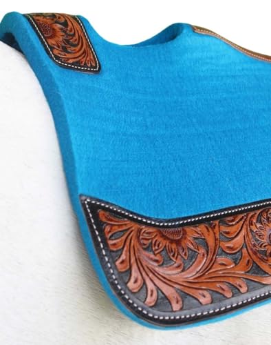 Horse 32"x30" Western Contoured Wool Felt Therapeutic Saddle Pad 39253 - color: Turquoise