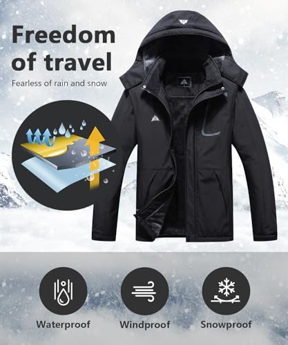 Men's Mountain Winter Coat - color: Black, size: XX-Large