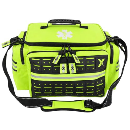 Lightning X Medium First Responder EMT Bag | LXMB25 | w/Reflective, Shoulder Strap & Zippered Compartments for First Aid + Trauma Supplies - Fluorescent Yellow - color: Fluorescent Yellow