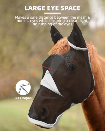 Hilltown Horse Fly Mask with Nose Cover - Pony, Grey - color: Grey, size: PONY