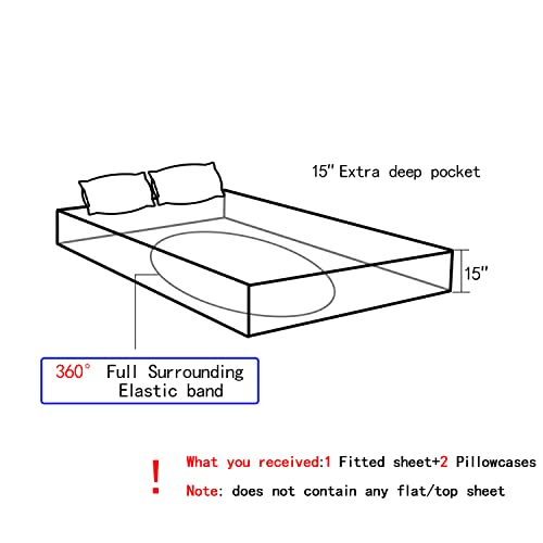 HOSIMA Geometric Hexagon Twin Bedding Sets,1 Fitted Sheet+2 Pillowcases. - color: Colorful, size: Twin 39"*75"