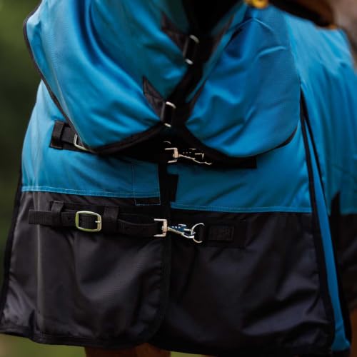 Country Pride Heavyweight Turnout Blanket for Horses, 1680D Waterproof Durable Outer Shell, 300g Insulation, Attached Neck Cover, Adjustable Front and Leg Straps, Shoulder Gussets, Tail Cover (72) - size: 72