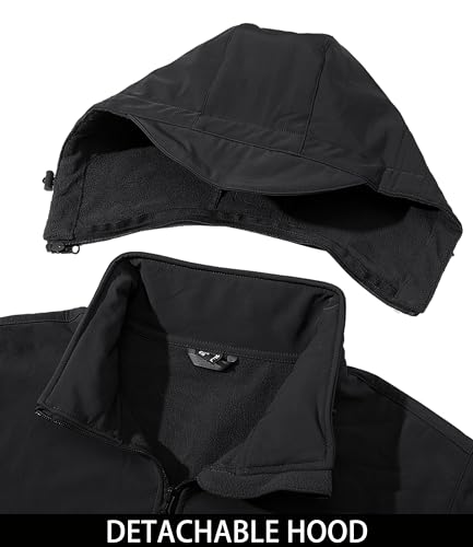 MAGCOMSEN Men's Tactical Jacket Winter Snow Ski Water Resistant - color: Black, size: Large