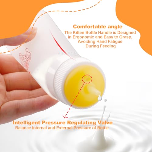 Pet Feeding Nipple with Syringe, Soft Silicone Nursing Pet Feeding Bottle, Ventilation Valve Resistant Tearing for Puppies, Kittens, Rabbit, Small Wildlife (Yellow) - color: Yellow-M Size