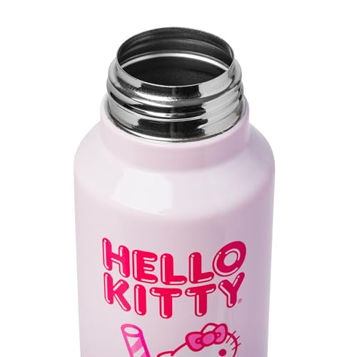 Silver Buffalo Sanrio Hello Kitty, Stainless Steel Water Bottle, 27oz | Kawaii, Strawberry Milk Pink, Includes Strap, 0.8 Liters - color: Hello Kitty: Strawberry Milk (Pink), size: 27 Ounces