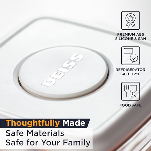 Deiss LUX Airtight Food Storage Containers with Lids - Pop Canisters Set for Pantry Organization, BPA-Free Stackable Kitchen Storage for Flour, Sugar, Cereal, Coffee | 2.1Qt, 0.95Qt, Measuring Cup