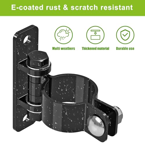 Insaga Gate Hinges Heavy Duty Carbon Steel Chain Link Fence Parts Electroplated Finish, Removable Bolts for Wall Mount, Fits 1-7/8'' Outer Diameter Pipes/Posts for Farm, Fence Gate (4Pack, Black) - size: 1-7/8''