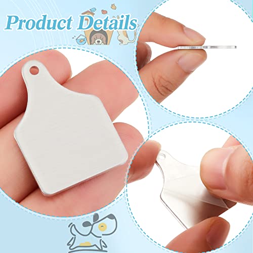 Zhengmy 50 Pieces Metal Cow Tag Blank Metal Stamping Blanks Aluminum Tiny Cattle Ear Tag with Hole for Handmade Number Dog Name ID Women Jewelry, 0.06 Inch Thick