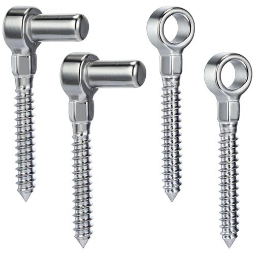 Zonon 2 Pair One Piece 304 Stainless Steel Gate Hinges Set, Eye Hinge and Pin Hinge, Screw Hinges to Mount for Wooden Gates Fences with Hole Dia 5/8'', Silver