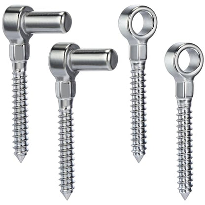 Zonon 2 Pair One Piece 304 Stainless Steel Gate Hinges Set, Eye Hinge and Pin Hinge, Screw Hinges to Mount for Wooden Gates Fences with Hole Dia 5/8'', Silver