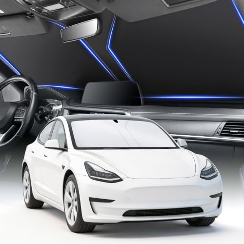 SINGARO Car Windshield Sun Shade, Foldable Reflective Sun Shade for Car Windshield, Compatible with Tesla Model Y Model 3 2016~2025 - size: Tesla Model Y