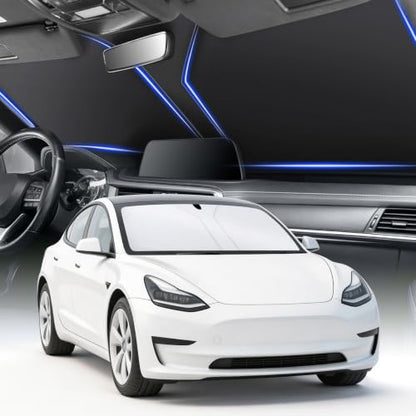 SINGARO Car Windshield Sun Shade, Foldable Reflective Sun Shade for Car Windshield, Compatible with Tesla Model Y Model 3 2016~2025 - size: Tesla Model Y