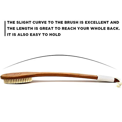 ICANdOIT-17.71Inch Natural Boar Bristles Anti-Slip Long Handle Bath Brush,Bent Handle Shower Scrubber for Exfoliating,Shower Back Brush,Exfoliation Set with Pumice Stone(2 Pack) - size: 17.71"Boar Bristles Back Brush+ Pumice-4Pack