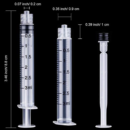 TecUnite 3 ml 20 Pack Plastic Syringes Without Needle for Liquid and Craft