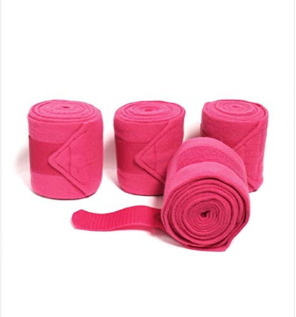Horse Fleece Bandages/Polo Wraps/Stable Wraps Equestrian Leg Wraps Set of 4 TACK Equestrian Boots Protection (Red)