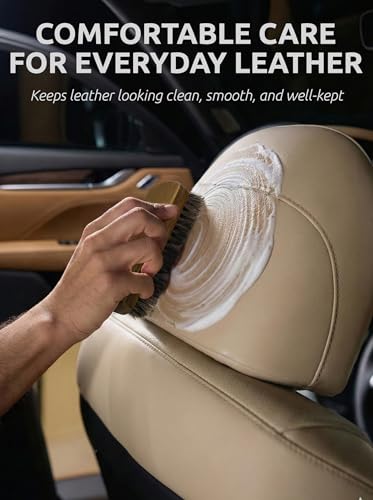 TAKAVU Leather & Upholstery Cleaning Brush Set with Compact Wood Handle - color: Brown