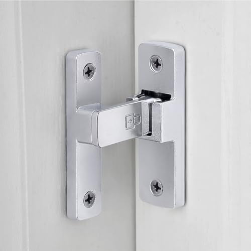 Silvery 90 Degree Zinc Alloy Barn Door Latch, Flip Gate Lock - color: Silvery_90 Degree