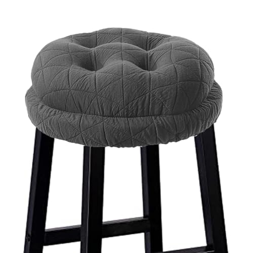 BUYUE Round Bar Stool Seat Cushion, Dia.13 Luxury Fashion Jacquard with Anti-Skid Silicone Bar Stool Cushion Padded (Dark Grey, M,1 Count) - color: Dark Grey, style: Round M