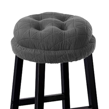 BUYUE Round Bar Stool Seat Cushion, Dia.13 Luxury Fashion Jacquard with Anti-Skid Silicone Bar Stool Cushion Padded (Dark Grey, M,1 Count) - color: Dark Grey, style: Round M