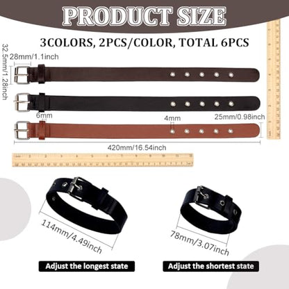 FINGERINSPIRE 6Pcs PU Leather Stirrup Straps Black/Coffee/Brown 2 Size