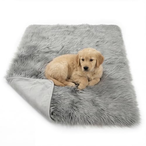 IHAPPYDOG Faux Fur Dog Blanket, Waterproof Couch Cover, Grey 40"x30" - color: Grey, size: 40" x 30"