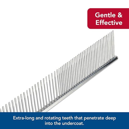 Coastal Pet Safari Dog Grooming Comb for Medium and Coarse Coats - Extra-Long Rotating Teeth - Undercoat Rake for Coarse Coats - 7 1/4" - size: 7-1/4-Inch Large