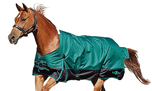 Saxon 1200D with Gusset Standard Neck Lite II Horse Blanket, Hunter/Black, 69" - color: Hunter/Black, size: 69"