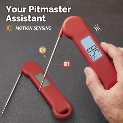 0.5 Sec Instant Read Grill Meat Thermometer Digital Food Cooking BBQ, Red - color: Red