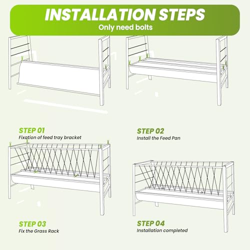 2-in-1 Livestock Hay Feeder 85 Gallon, Heavy Duty Stainless Steel Trough and Rack Combo, 5 Ft Freestanding Goat & Sheep Feeder for Barn and Pasture, Rust Resistant